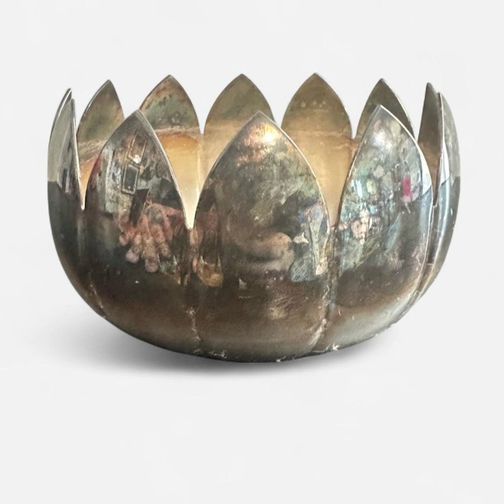 Vintage Reed & Barton Silverplate Lotus Bowl 3002 Mid Century Nut Dish